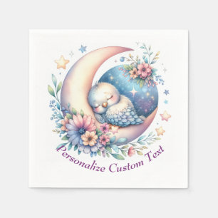Cute Baby Bird Sleeping on a Half Moon Napkin