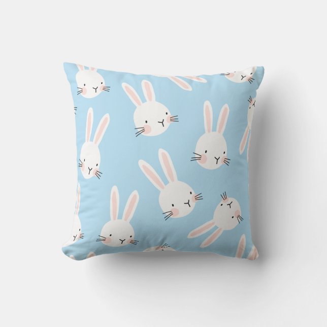 Cute Baby Blue Bunny Decorative Cushion (Front)