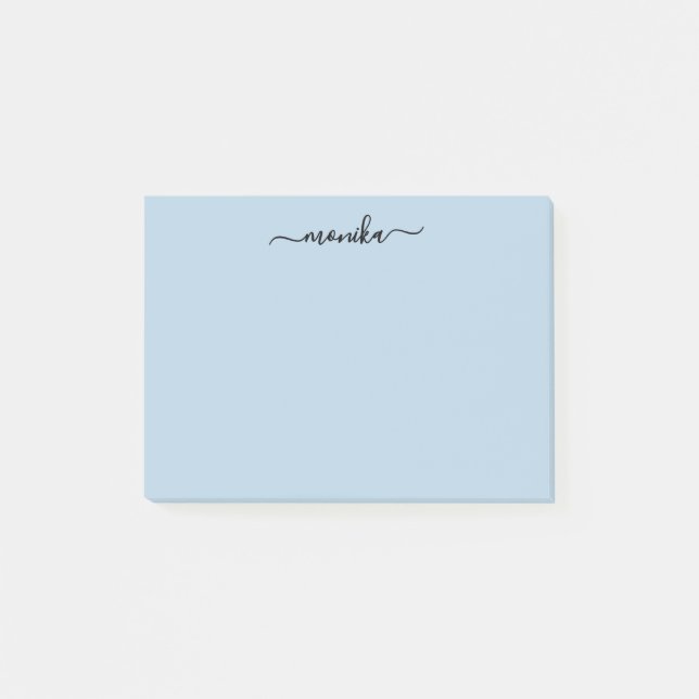 Cute Baby Blue Custom Name Post-it Notes (Front)