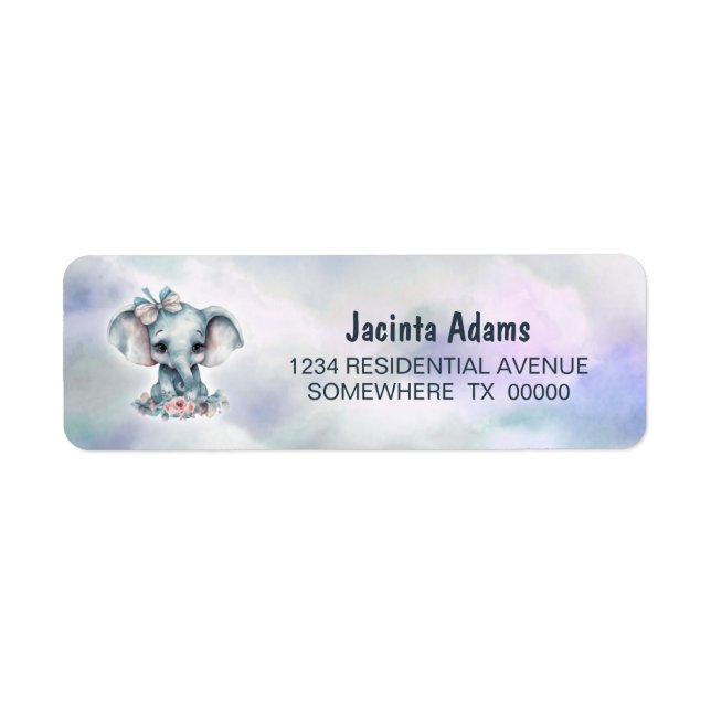 Cute Baby Blue Elephant Return Address Label (Front)
