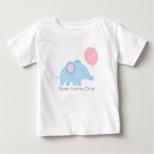 Cute baby blue elephant with a pink balloon T-Shirt