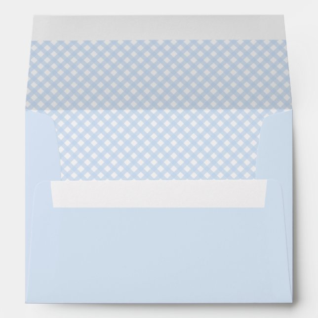 Cute Baby Blue Gingham Lined & Heart Envelopes (Back (Bottom))