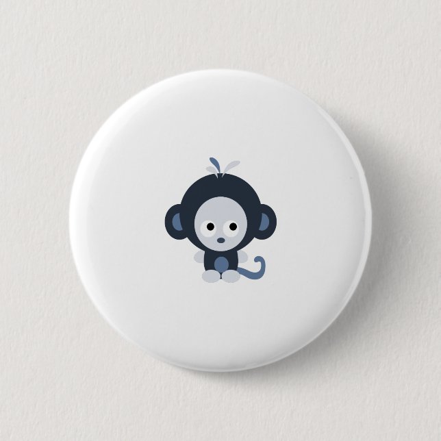 Cute Baby Blue Monkey 6 Cm Round Badge (Front)