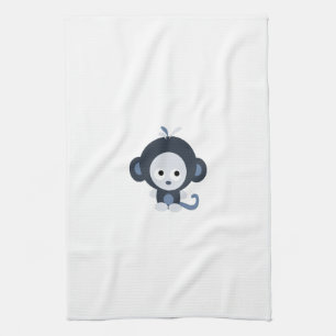 Cute Baby Blue Monkey Tea Towel