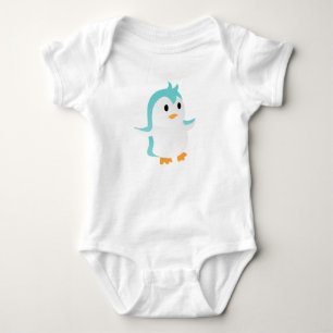 Cute Baby Blue Penguin Vector Act Bodysuit