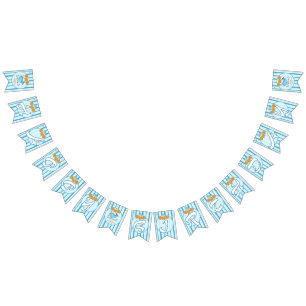 Cute Baby Blue Whale 1st Birthday Bunting