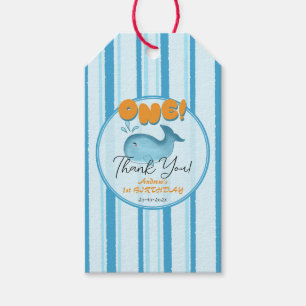 Cute Baby Blue Whale 1st Birthday Gift Tags