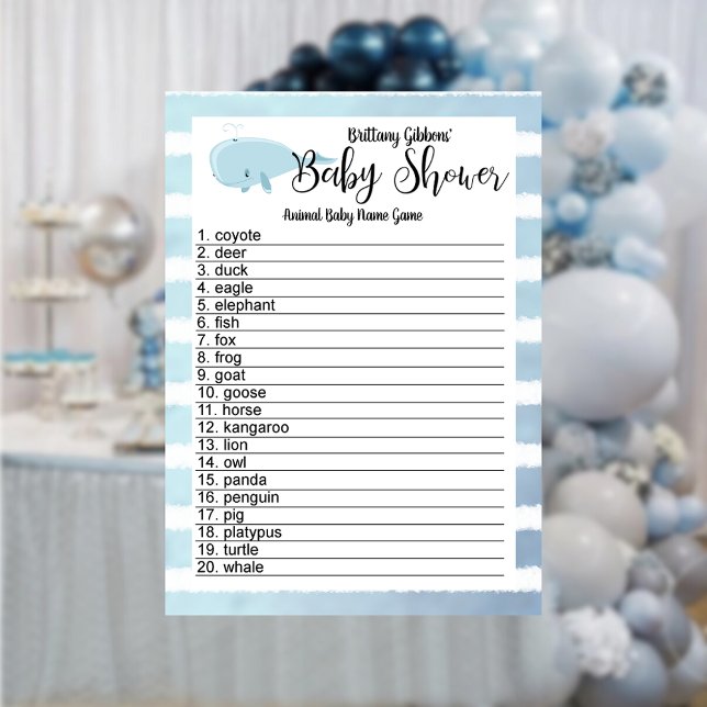 Cute Baby Blue Whale Striped Animal Name Game (Creator Uploaded)