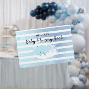 Cute Baby Blue Whale Striped Baby Memory Book