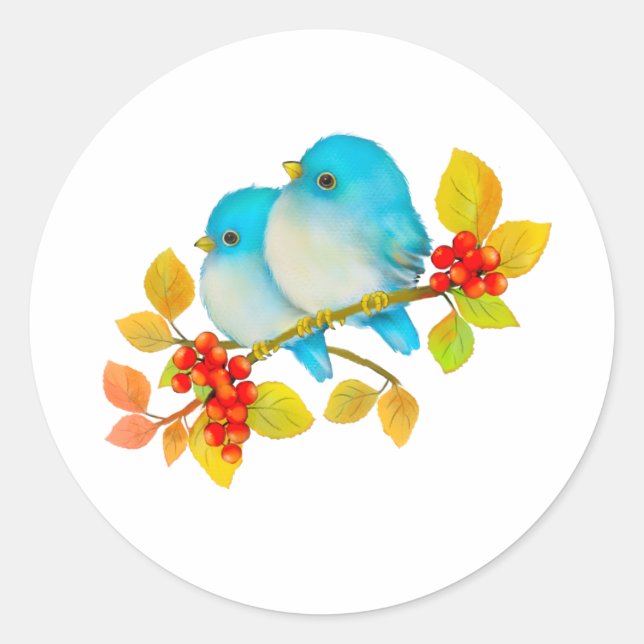 Cute Baby Bluebirds Bird Sticker (Front)