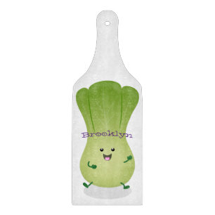 Cute baby bok choy cartoon illustration cutting board