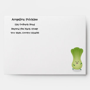 Cute baby bok choy cartoon illustration envelope