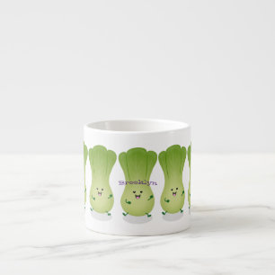Cute baby bok choy cartoon illustration espresso cup