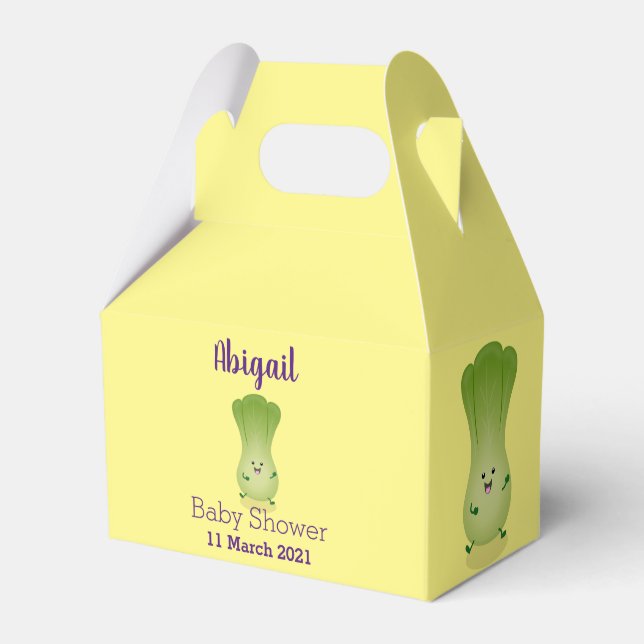Cute baby bok choy cartoon illustration favour box (Front Side)