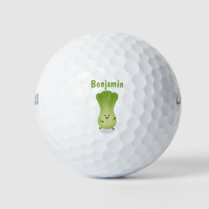 Cute baby bok choy cartoon illustration golf balls