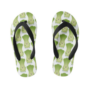 Cute baby bok choy cartoon illustration kid's jandals