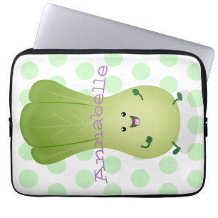 Cute baby bok choy cartoon illustration laptop sleeve