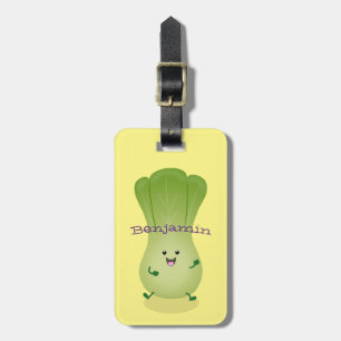Cute baby bok choy cartoon illustration luggage tag
