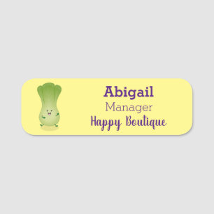 Cute baby bok choy cartoon illustration  name tag