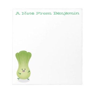 Cute baby bok choy cartoon illustration notepad