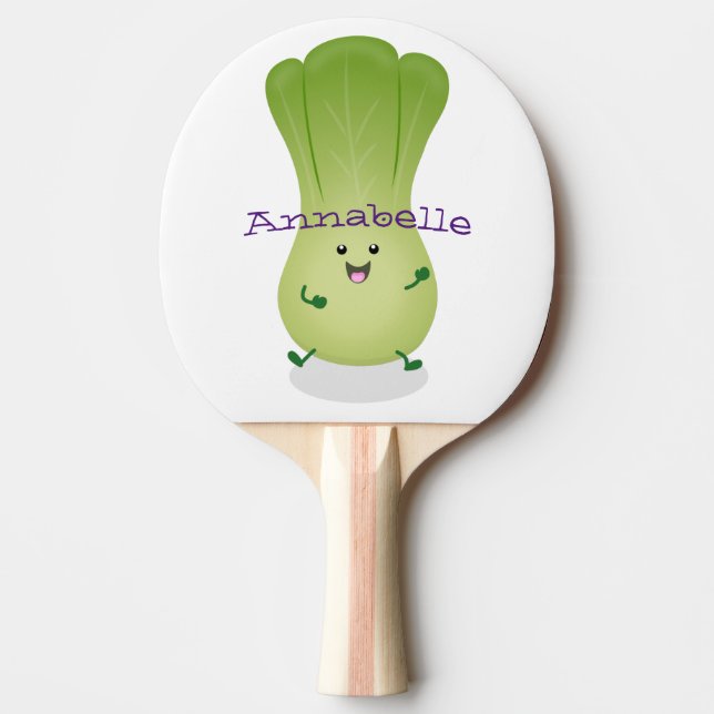 Cute baby bok choy cartoon illustration ping pong paddle (Front)