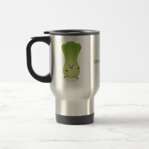 Cute baby bok choy cartoon illustration travel mug