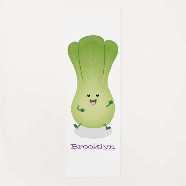 Cute baby bok choy cartoon illustration yoga mat (Front)