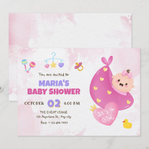 Cute baby born baby girl baby shower invitation