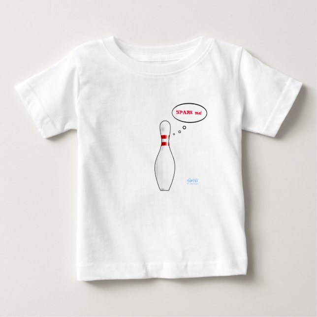 Cute Baby Bowler Spare Me Bowling Team Mascot Baby T-Shirt (Front)
