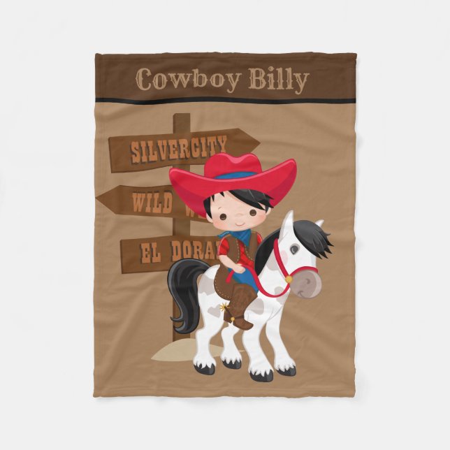 Cute baby boy add name cowboy blanket (Front)