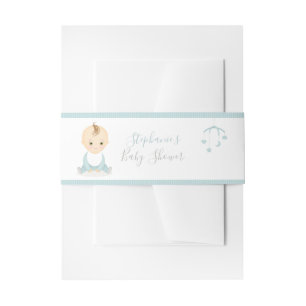 Cute Baby Boy and his Mobile Baby Shower Invitation Belly Band