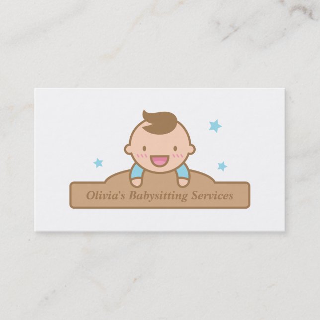 Cute Baby Boy Babysitting Business Cards (Front)