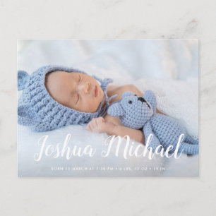 cute baby boy birth announcement photo postcard