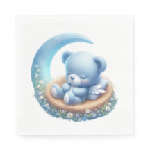 CUTE BABY BOY BLUE SLEEPING ON MOON