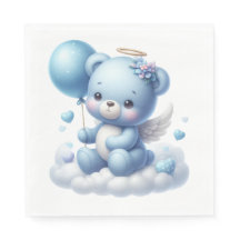 CUTE BABY BOY BLUE TEDDY BEAR WITH BALLOON