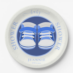 CUTE BABY BOY BOOTIES BABY SHOWER PAPER PLATE
