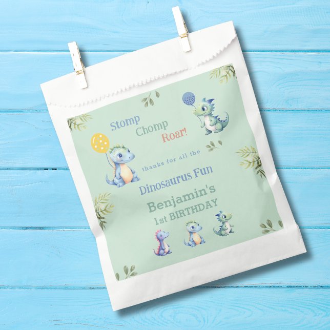 Cute Baby Boy Dinosaur 1st Birthday Thank You Favour Bags (Creator Uploaded)