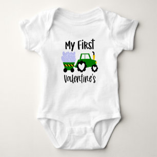 cute baby boy first Valentine's Day Baby Bodysuit