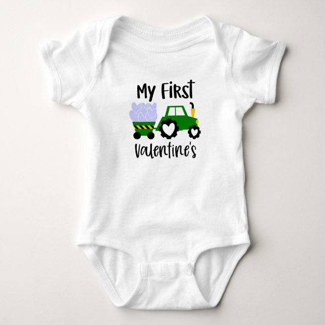 cute baby boy first Valentine's Day Bodysuit (Front)