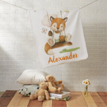 Cute baby boy fox Baby Blanket