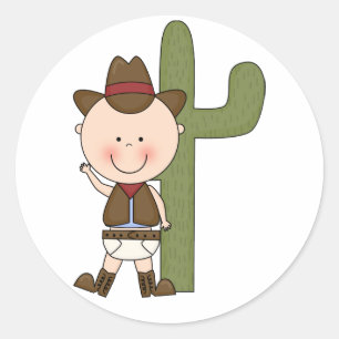 Cute Baby Boy & Horse Pony Custom Western Classic Round Sticker