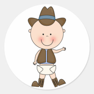 Cute Baby Boy & Horse Pony Custom Western Classic Round Sticker