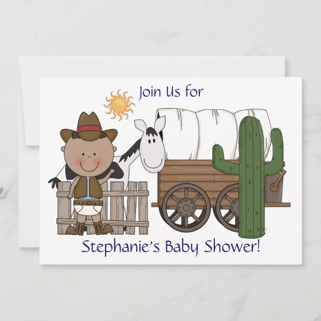 Cute Baby Boy & Horse Pony Custom Western Invitation (Front)