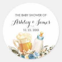 Cute Baby Boy is Brewing Blue Cheers Baby Shower