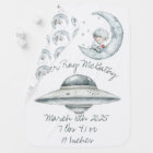 Cute baby boy on the moon and a Ufo