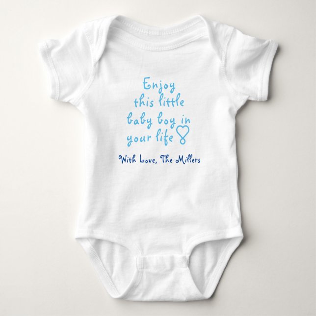Cute Baby Boy One-Piece, Personalised Baby Gift, Baby Bodysuit (Front)