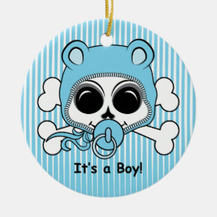 Cute Baby Boy Skull Ceramic Tree Decoration