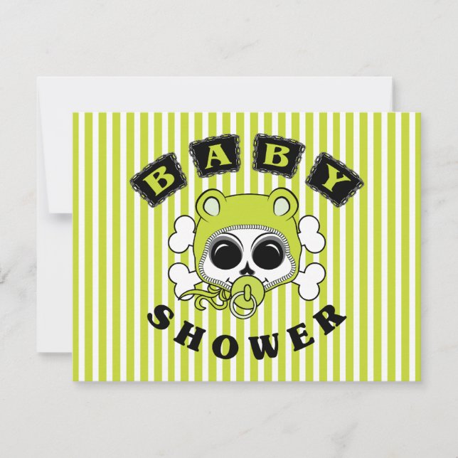Cute Baby Boy Skull - Lime Green (Front)