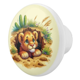 Cute baby boys lion Nursery Ceramic Knob