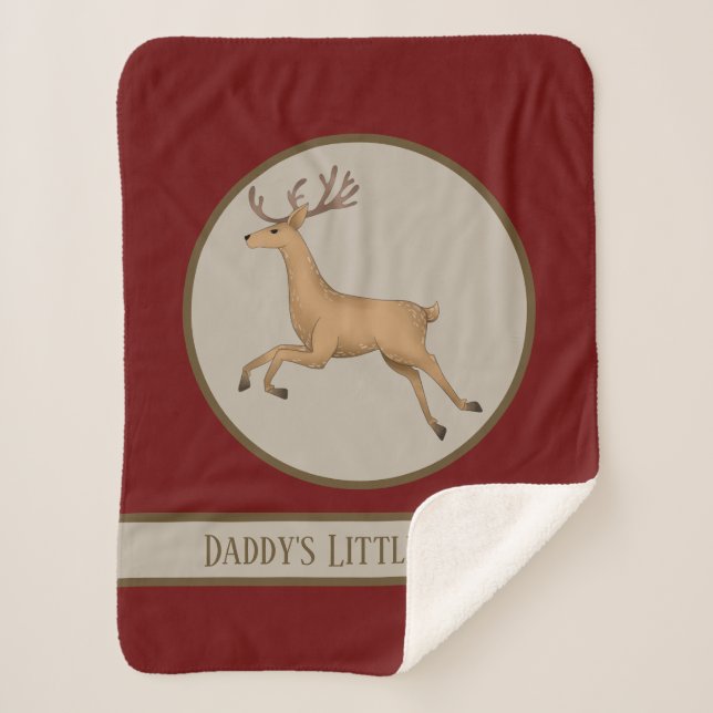 cute baby boys little buck add text sherpa blanket (Front)